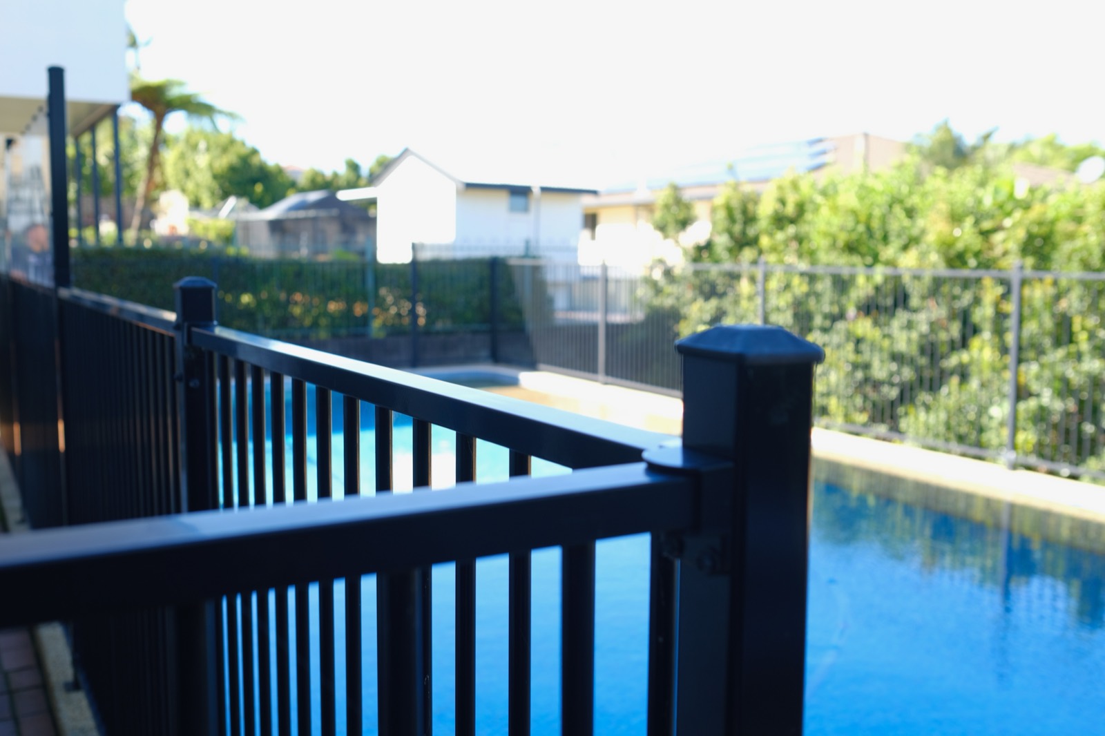 Pool gate and barrier beside a Brisbane swimming pool